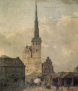 Johann Heinrich Hintze Berlin, Nikolaikirche von Westen oil painting on canvas